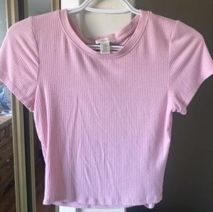 pink ribbed top